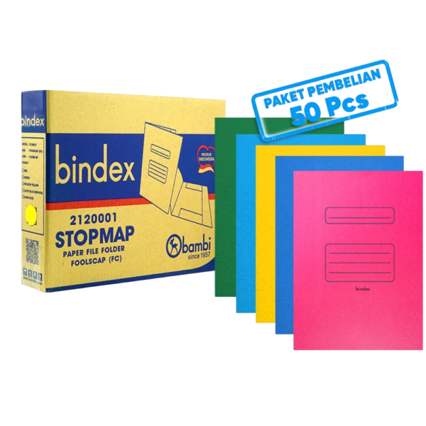 Bindex Paper Stopmap Folio Tebal 180 Gsm All Color Isi 50 Pcs Original