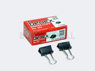 Penjepit kertas Benex 19mm no 107 binder clip isi 12 pcs kapasitas 45 lembar original