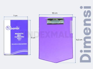 Dimensi Clipboard magnetic mini Bambi