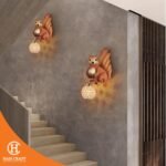 Hancraft Dekorasi Lampu Decorative Squirel Crystal Wall Lamp - Gambar 2