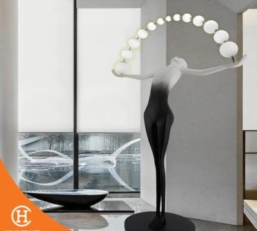 Dekorasi Lampu Humanoid Lady Sculpture Floor Lamp