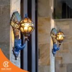 Hancraft Dekorasi Lampu Peacock Vintage Wall Lamp - Gambar 2