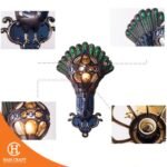 Hancraft Dekorasi Lampu Peacock Vintage Wall Lamp - Gambar 3