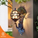 Hancraft Dekorasi Lampu Peacock Vintage Wall Lamp - Gambar 4