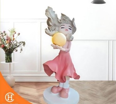 Dekorasi Pajangan Wishful Girl Floor Lamp Ornament