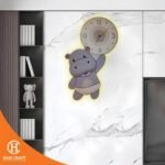 Hancraft Jam Dinding Hippo Wall Clock Art Deco - Gambar 2