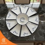 Hancraft Piring Set Reunion Plate Blue Pattern Ceramic