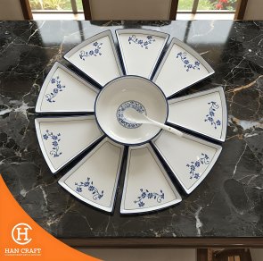 Piring Set Reunion Plate Blue Pattern Ceramic 1