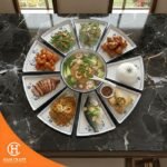 Hancraft Piring Set Reunion Plate Blue Pattern Ceramic - Gambar 2