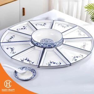 Piring Set Reunion Plate Blue Pattern Ceramic