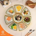 Hancraft Piring Set Yellow Pattern Buffet Serving Ceramic - Gambar 2