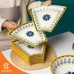 Hancraft Piring Set Yellow Pattern Buffet Serving Ceramic - Gambar 3