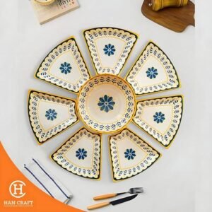 Piring Set Yellow Pattern Buffet Serving Ceramic