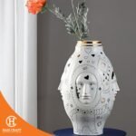 Hancraft Vas Bunga Face Ceramic Vase Home Deco - Gambar 3