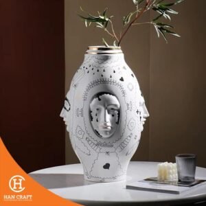 Vas Bunga Face Ceramic Vase Home Deco