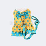 Baju Anjing Elegant Navy Polka Dot Dress