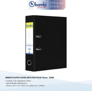 BINDEX PLASTIC LEVER ARCH FILE FOLIO 75mm - 1010B BLACK