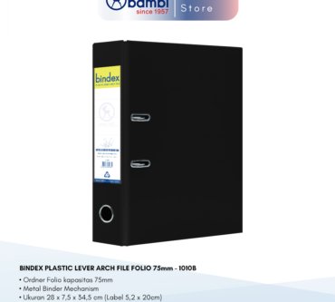 BINDEX PLASTIC LEVER ARCH FILE FOLIO 75mm - 1010B BLACK