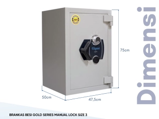 BRANKAS BESI GOLD SERIES MANUAL LOCK SIZE 3 DIMENSI