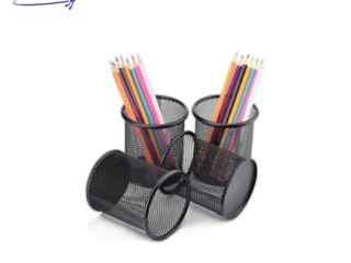 Tempat pensil Kenko besi jaring bulat original pen holder metal mesh
