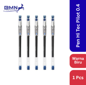 Pen Hi-Tec Pilot 0.4mm Biru dengan ujung lancip dan desain tiga lekukan untuk presisi tinggi