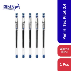 Pen Hi-Tec Pilot 0.4mm Biru dengan ujung lancip dan desain tiga lekukan untuk presisi tinggi