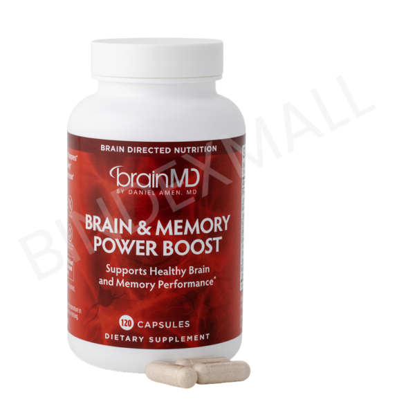 Suplemen otak BrainMD Brain Memory Power Boost botol 120 kapsul untuk meningkatkan memori dan fokus mental