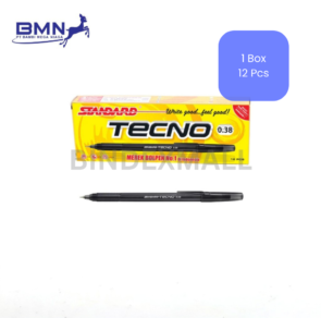 Pulpen Standard Tecno 1 lusin isi 12 pcs tinta halus untuk sekolah kuliah kantor dan catatan harian