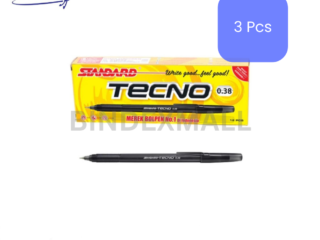 Pulpen Standard Tecno 3 pcs tinta halus dengan pegangan nyaman untuk sekolah kuliah kantor dan catatan harian