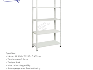 Rak besi serbaguna Bambi 5 susun dengan powder coating anti karat untuk penyimpanan maksimal