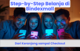 Ilustrasi langkah belanja online di Bindexmall dari keranjang ke checkout