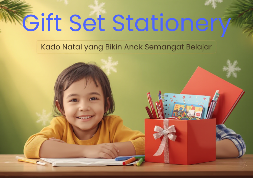 Gift set stationery lengkap sebagai hadiah kado natal untuk anak sekolah