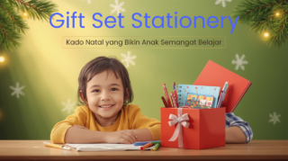Gift set stationery lengkap sebagai hadiah kado natal untuk anak sekolah