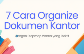 cara organize dokumen kantor dengan stopmap warna warni di filing cabinet