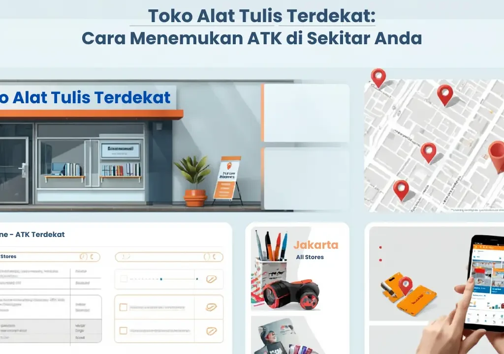 Pelanggan berbelanja di toko alat tulis terdekat dengan berbagai pilihan ATK lengkap