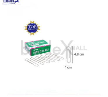 Klip kertas logam Kenko No 5 warna silver untuk menjepit dokumen kantor