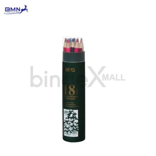 Pensil warna tabung hijau M&G hexagon 18 warna