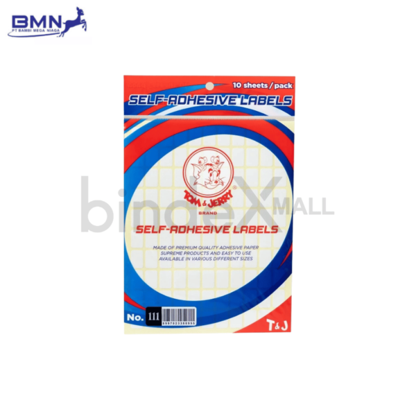 Label stiker self adhesive Tom Jerry nomor 111 ukuran 12x18mm mini untuk label kode dan harga produk kecil