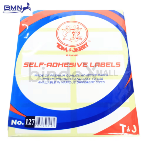 Label stiker self adhesive Tom Jerry nomor 127 ukuran 38x70mm untuk label harga dan produk retail