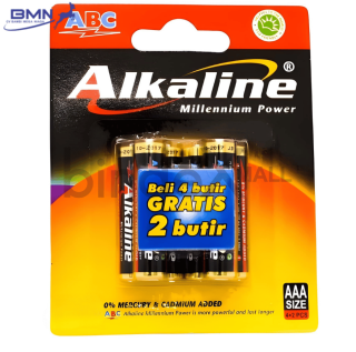 Baterai AAA ABC Alkaline isi 6 pcs 1.5 volt anti bocor tahan lama untuk remote mouse dan senter