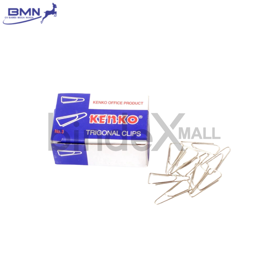 Kenko Trigonal Clip No.3 Binder Clip Besi Anti Karat Hitam Isi 12 Pcs