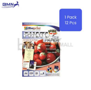 Kertas foto Blueprint A4 220gsm double side paket wholesale isi 12 pcs glossy finish 20 lembar untuk printer inkjet professional