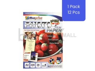 Kertas foto Blueprint A4 220gsm double side paket wholesale isi 12 pcs glossy finish 20 lembar untuk printer inkjet professional