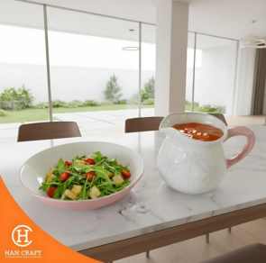 Pink Blossom Ceramic Teapot and Plate