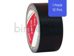 Lakban kain Daimaru 2 inch hitam paket grosir isi 12 roll heavy duty untuk bundling dan packaging industrial