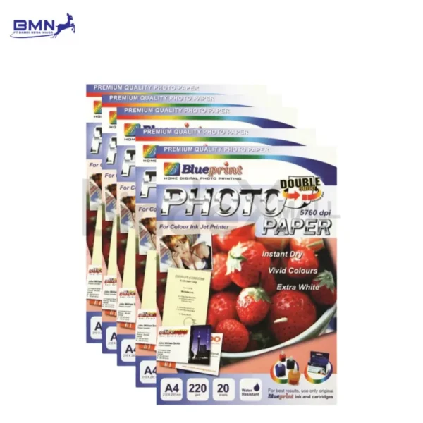 Kertas foto Blueprint A4 220gsm double side glossy 20 lembar untuk printer inkjet cetak foto