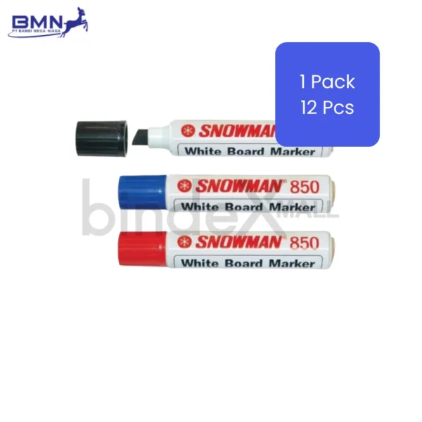 Spidol permanen Snowman Jumbo ABG-850 paket wholesale isi 12 pcs tinta tebal anti luntur 3 warna