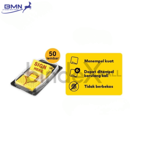 3M Post-It Sign Here sticky note penanda tanda tangan dokumen 50 lembar untuk kantor administrasi dan notaris