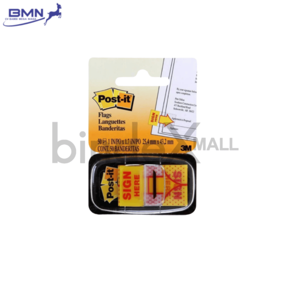 3M Post-It Sign Here sticky note penanda tanda tangan dokumen 50 lembar untuk kantor administrasi dan notaris