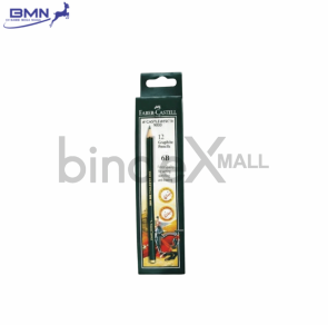 Faber Castell pensil 6B isi 12 pcs grafit premium hitam pekat untuk sketsa shading dan ilustrasi seni
